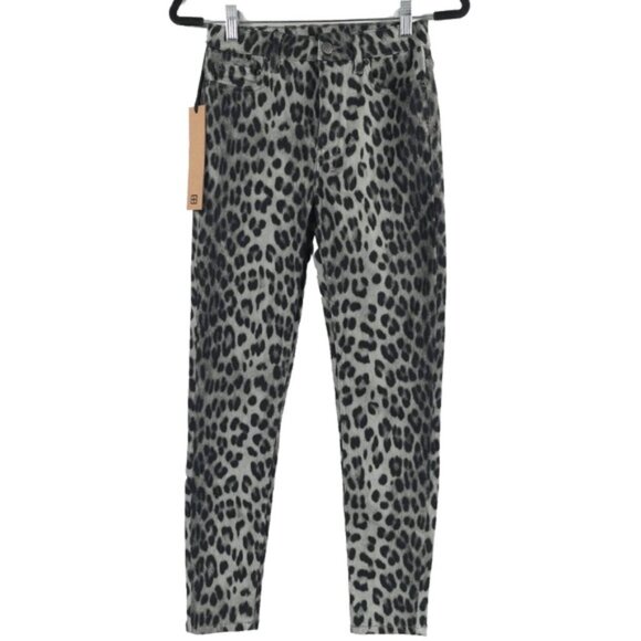 NWT‎ KSUBI Black Leopard Skinny Jeans Wild Noir Pockets WFA22DJ015 Size 26 - Picture 1 of 12